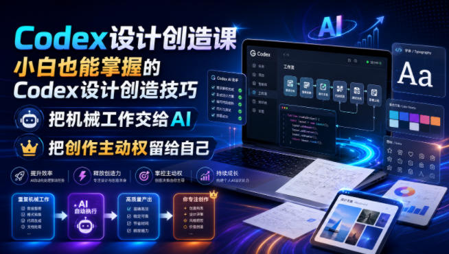 Codex设计创造课，小白也能掌握的Codex设计创造技巧，把机械工作交给AI，把创作主动权留给自己-途喵资源网 精品教程 行业软件 热门项目 这里总能找到你需要的资源！