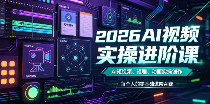 2026AI视频实操进阶课，AI短视频、短剧、动画实操创作，每个人的零基础进阶ai课-途喵资源网 精品教程 行业软件 热门项目 这里总能找到你需要的资源！