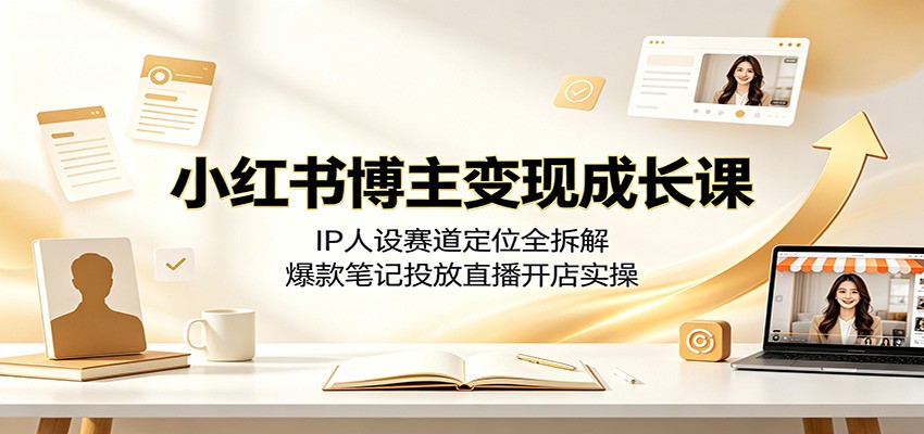 小红书博主变现成长课：IP人设赛道定位全拆解，爆款笔记投放直播开店实操-途喵资源网 精品教程 行业软件 热门项目 这里总能找到你需要的资源！