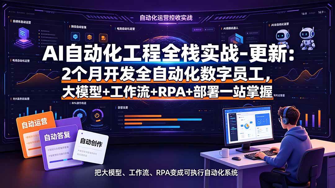 （19279期）AI自动化工程全栈实战-更新：2个月开发全自动化数字员工，大模型+工作流+RPA+部署一站式掌握-途喵资源网 精品教程 行业软件 热门项目 这里总能找到你需要的资源！