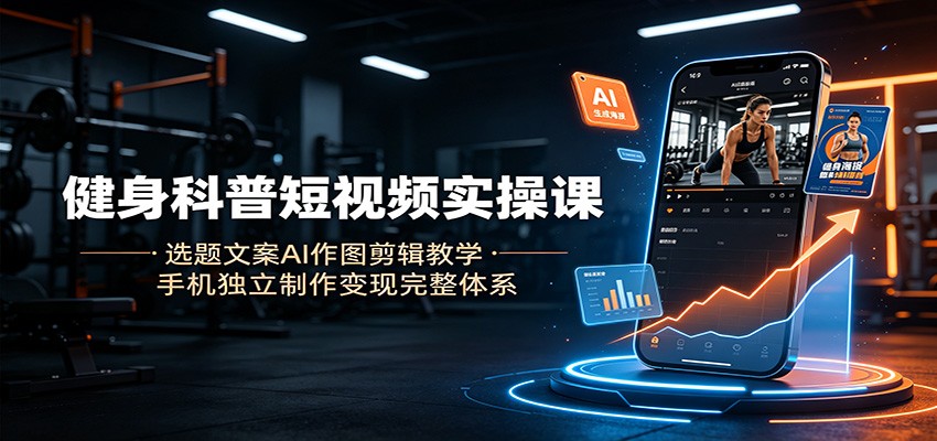 健身科普短视频实操课：选题文案AI作图剪辑教学，手机独立制作变现完整体系-途喵资源网 精品教程 行业软件 热门项目 这里总能找到你需要的资源！