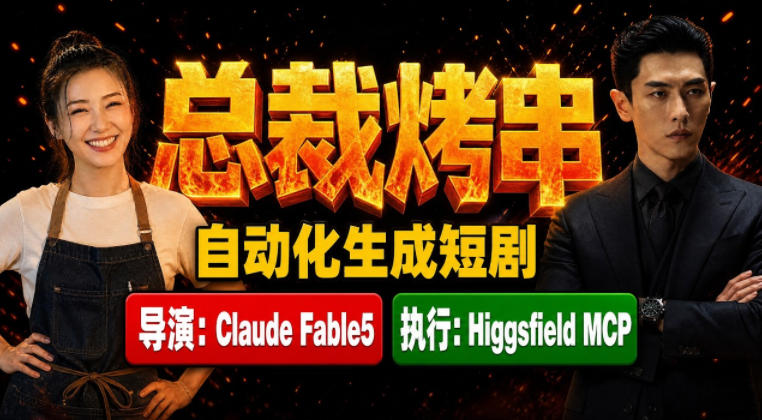 Claude Fable5担任导演+Higgsfield MCP落地执行｜《总裁烤串》真人质感短剧全自动AI生成全流程教学-途喵资源网 精品教程 行业软件 热门项目 这里总能找到你需要的资源！