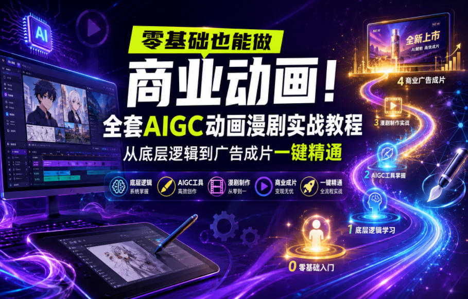 零基础也能做商业动画！全套AIGC动画漫剧实战教程，从底层逻辑到广告成片一键精通（更新0715）-途喵资源网 精品教程 行业软件 热门项目 这里总能找到你需要的资源！