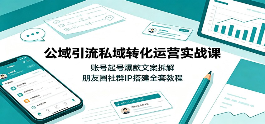公域引流私域转化运营实战课：账号起号爆款文案拆解，朋友圈社群IP搭建全套教程-途喵资源网 精品教程 行业软件 热门项目 这里总能找到你需要的资源！