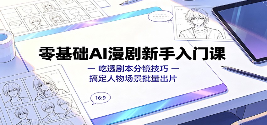 零基础AI漫剧新手入门课：吃透剧本分镜技巧，搞定人物场景批量出片-途喵资源网 精品教程 行业软件 热门项目 这里总能找到你需要的资源！