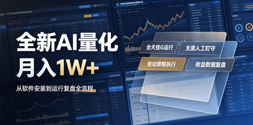全新AI量化月入1W+，一台电脑全天挂G运行，不用盯不用操作，懒人专属副业！【揭秘】-途喵资源网 精品教程 行业软件 热门项目 这里总能找到你需要的资源！