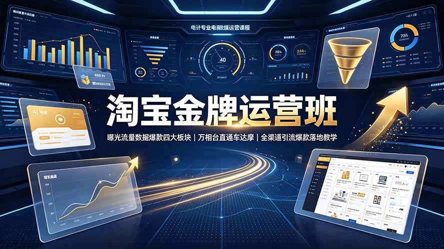 （19434期）淘宝金牌运营班-7月：曝光流量数据爆款四大板块｜万相台直通车达摩｜全渠道引流爆款落地教学-途喵资源网 精品教程 行业软件 热门项目 这里总能找到你需要的资源！