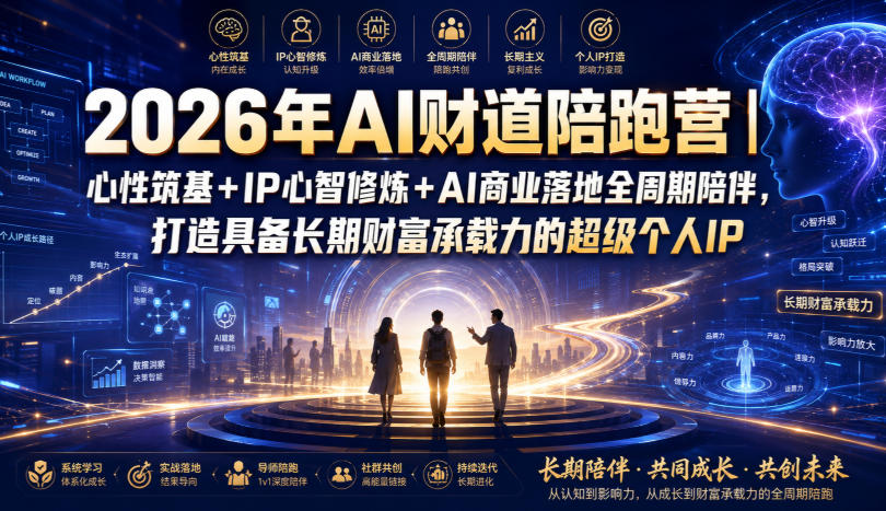 2026年AI财道陪跑营｜心性筑基+IP心智修炼+AI商业落地全周期陪伴，打造具备长期财富承载力的超级个人IP-途喵资源网 精品教程 行业软件 热门项目 这里总能找到你需要的资源！