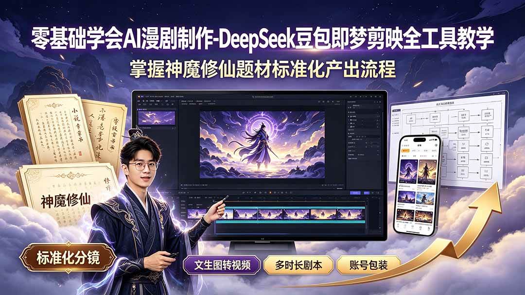 （19263期）零基础学会AI漫剧制作-DeepSeek豆包即梦剪映全工具教学，掌握神魔修仙题材标准化产出流程-途喵资源网 精品教程 行业软件 热门项目 这里总能找到你需要的资源！