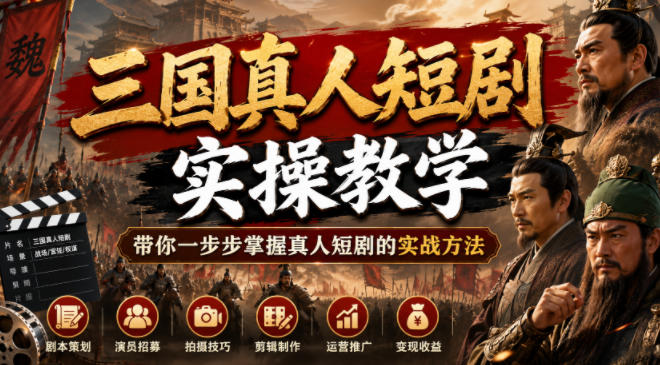 三国真人短剧实操教学，带你一步步掌握真人短剧的实战方法-途喵资源网 精品教程 行业软件 热门项目 这里总能找到你需要的资源！