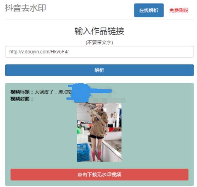 抖音在线去水印网站PHP源码-途喵资源网 精品教程 行业软件 热门项目 这里总能找到你需要的资源！