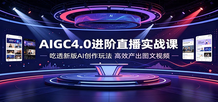 AIGC4.0进阶直播实战课：吃透新版AI创作玩法，高效产出图文视频-途喵资源网 精品教程 行业软件 热门项目 这里总能找到你需要的资源！