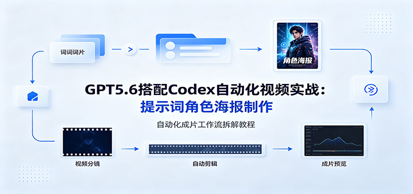 GPT5.6搭配Codex自动化视频实战：提示词角色海报制作，自动化成片工作流拆解教程-途喵资源网 精品教程 行业软件 热门项目 这里总能找到你需要的资源！