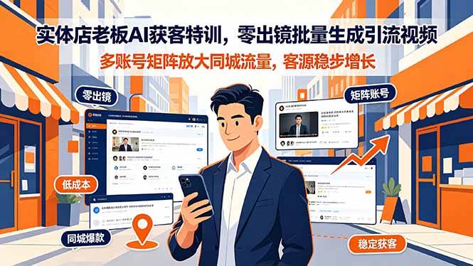 （19234期）实体店老板AI获客特训，零出镜批量生成引流视频，多账号矩阵放大同城流量，客源稳步增长-途喵资源网 精品教程 行业软件 热门项目 这里总能找到你需要的资源！