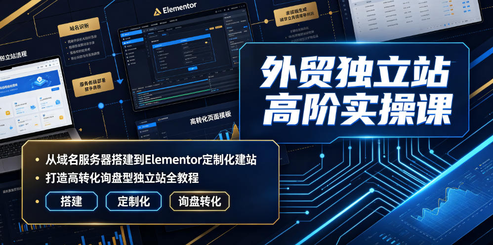 外贸独立站高阶实操课｜从域名服务器搭建到Elementor定制化建站，打造高转化询盘型独立站全教程-途喵资源网 精品教程 行业软件 热门项目 这里总能找到你需要的资源！