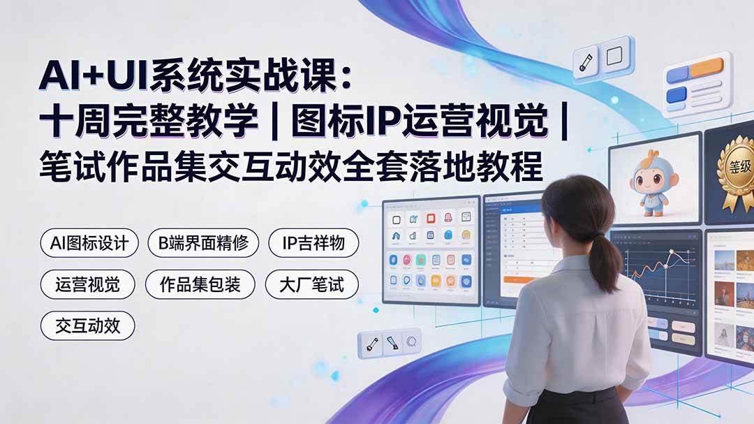 （19378期）AI+UI系统实战课：十周完整教学｜图标IP运营视觉｜笔试作品集交互动效全套落地教程-途喵资源网 精品教程 行业软件 热门项目 这里总能找到你需要的资源！