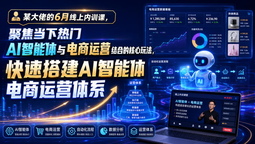 某大佬的6月线上内训课，聚焦当下热门AI智能体与电商运营结合的核心玩法，快速搭建AI智能体电商运营体系-途喵资源网 精品教程 行业软件 热门项目 这里总能找到你需要的资源！
