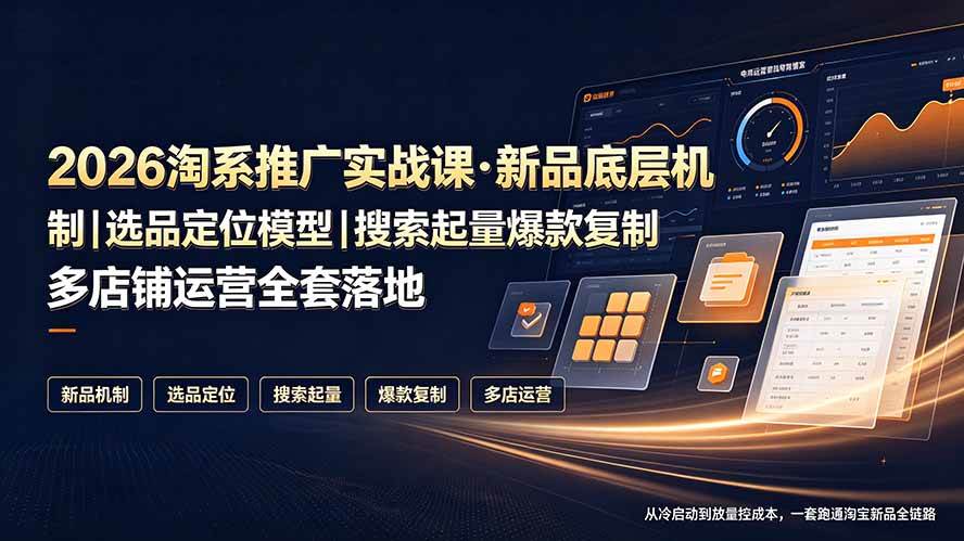 （19272期）2026淘系推广实战课·新品底层机制｜选品定位模型｜搜索起量爆款复制多店铺运营全套落地教程-途喵资源网 精品教程 行业软件 热门项目 这里总能找到你需要的资源！