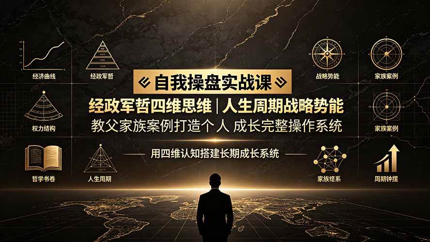（19398期）自我操盘实战课：经政军哲四维思维｜人生周期战略势能｜教父家族案例打造个人成长完整操作系统-途喵资源网 精品教程 行业软件 热门项目 这里总能找到你需要的资源！