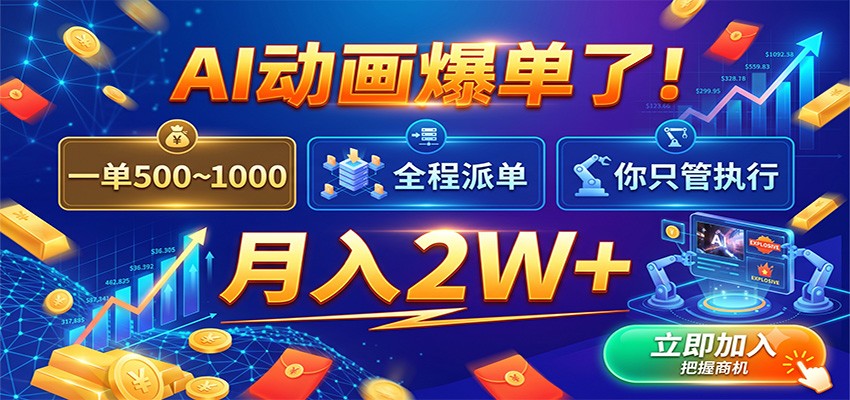 AI动画爆单了！一单500~1000，全程派单，你只管执行，月入2W+-途喵资源网 精品教程 行业软件 热门项目 这里总能找到你需要的资源！