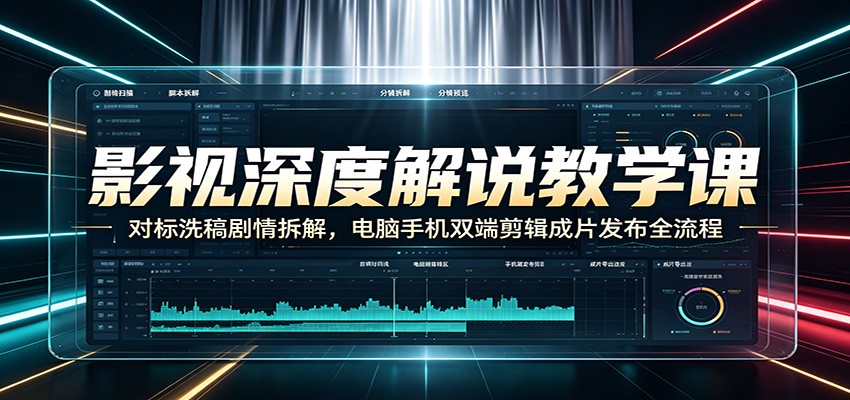 影视深度解说教学课：对标洗稿剧情拆解，电脑手机双端剪辑成片发布全流程-途喵资源网 精品教程 行业软件 热门项目 这里总能找到你需要的资源！