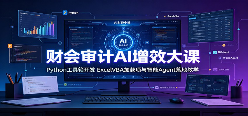财会审计AI增效大课：Python工具箱开发，ExcelVBA加载项与智能Agent落地教学-途喵资源网 精品教程 行业软件 热门项目 这里总能找到你需要的资源！