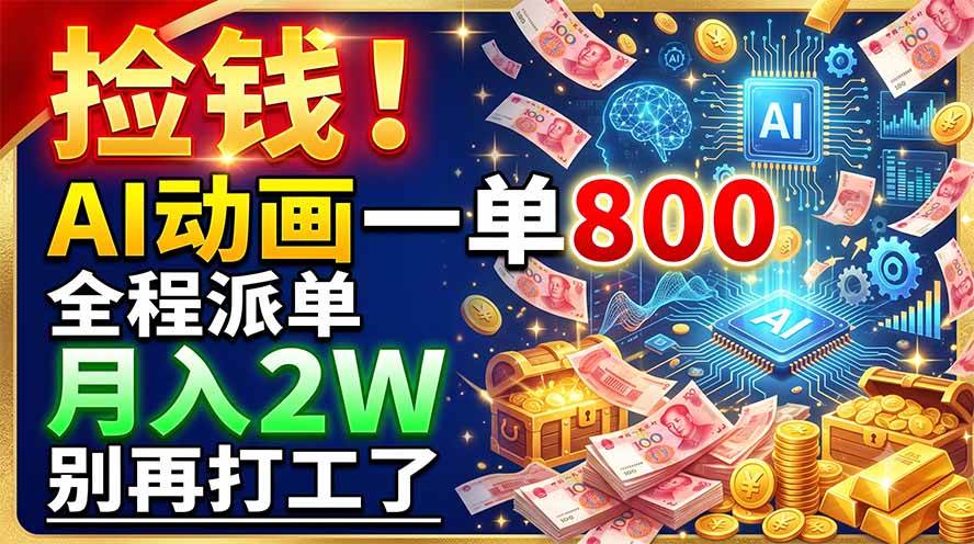 （19330期）捡钱！AI动画一单800，全程派单，月入2W，别再打工了-途喵资源网 精品教程 行业软件 热门项目 这里总能找到你需要的资源！