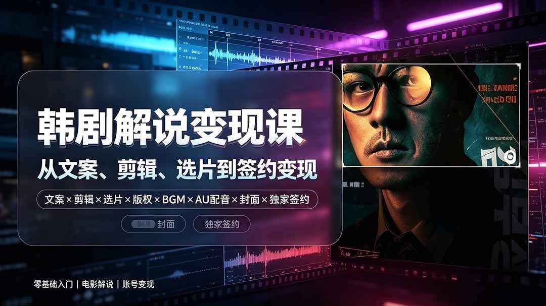 （19438期）抖音270W粉丝博主亲授韩剧解说课：文案×剪辑×选片×版权×BGM×AU配音×封面×独家签约，零基础到变现-途喵资源网 精品教程 行业软件 热门项目 这里总能找到你需要的资源！