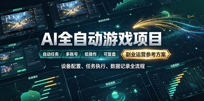 （19365期）AI全自动游戏躺賺副业：日入几百，稳定运行三年的项目！-途喵资源网 精品教程 行业软件 热门项目 这里总能找到你需要的资源！