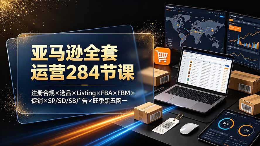 （19410期）亚马逊全套运营284节课：注册合规×选品×Listing×FBA×FBM×促销×SP/SD/SB广告×旺季黑五网一-途喵资源网 精品教程 行业软件 热门项目 这里总能找到你需要的资源！