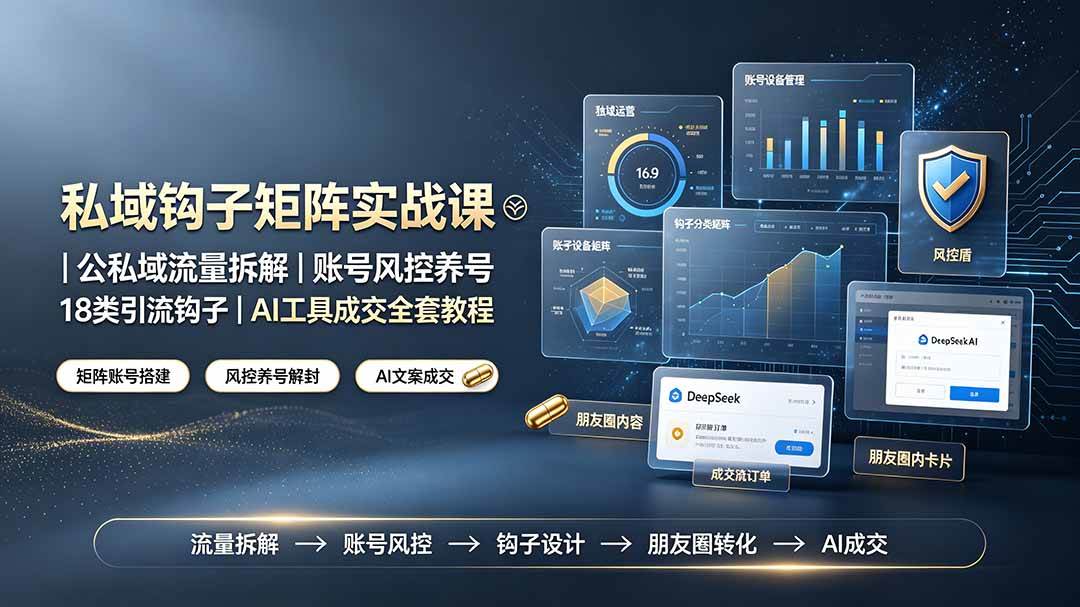 （19321期）私域钩子矩阵实战课〓公私域流量拆解｜账号风控养号｜18类引流钩子｜AI工具成交全套教程-途喵资源网 精品教程 行业软件 热门项目 这里总能找到你需要的资源！