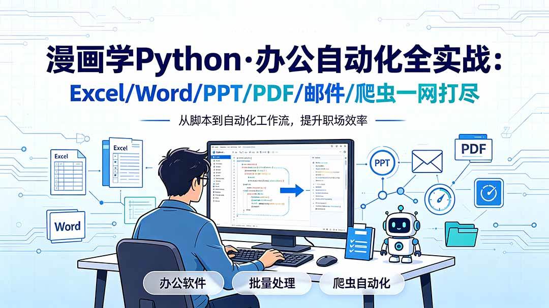 （19270期）漫画学Python·办公自动化全实战：Excel/Word/PPT/PDF/邮件/爬虫一网打尽-途喵资源网 精品教程 行业软件 热门项目 这里总能找到你需要的资源！