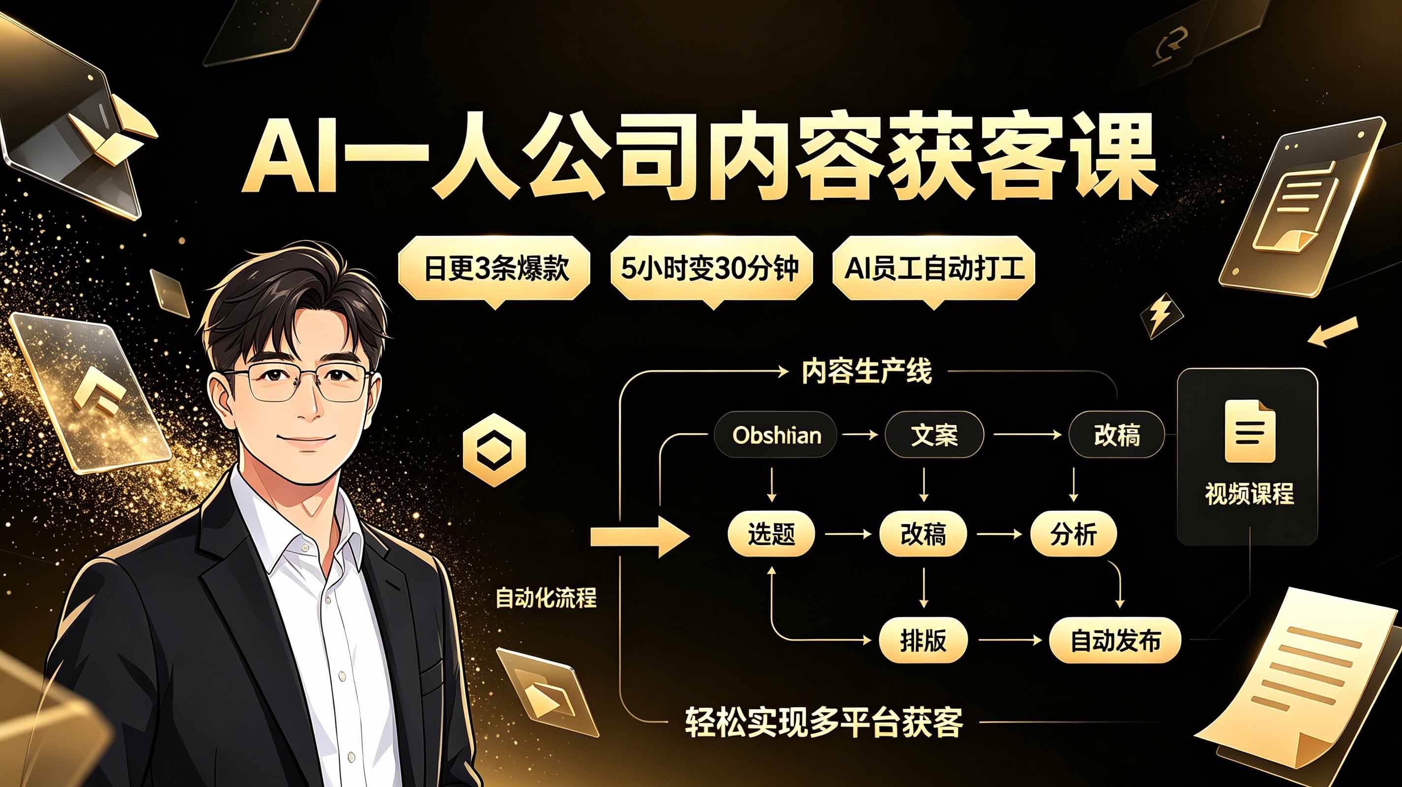（19387期）AI一人公司内容获客课：日更3条爆款×5小时变30分钟×AI员工自动打工，轻松实现多平台获客-途喵资源网 精品教程 行业软件 热门项目 这里总能找到你需要的资源！