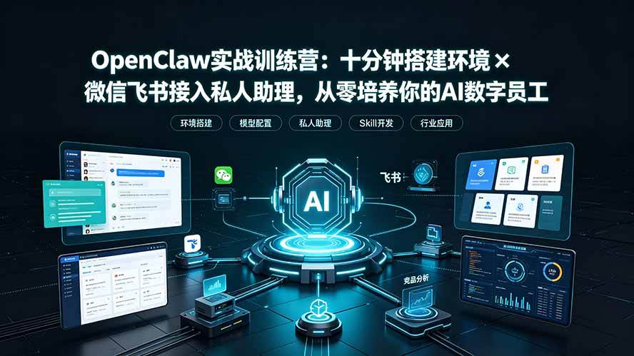 （19287期）OpenClaw实战特训营：十分钟搭建环境×微信飞书接入私人助理，从零培养你的AI数字员工-途喵资源网 精品教程 行业软件 热门项目 这里总能找到你需要的资源！