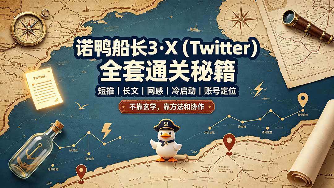 （19215期）诺鸭船长3·X（Twitter）全套通关秘籍，短推、长文、网感、冷启动、账号定位，不靠玄学，靠方法和协作-途喵资源网 精品教程 行业软件 热门项目 这里总能找到你需要的资源！