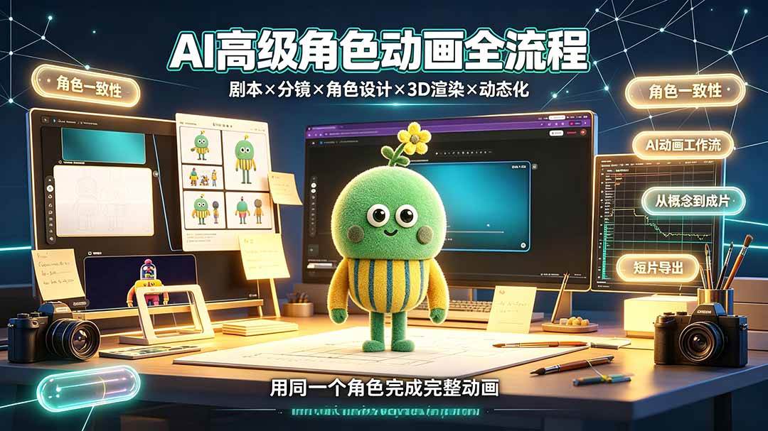 （19304期）AI高级角色动画全流程：剧本×分镜×角色设计×3D渲染×动态化，从概念到成片一站式教学-途喵资源网 精品教程 行业软件 热门项目 这里总能找到你需要的资源！