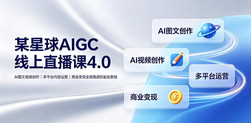 某星球AIGC线上直播课4.0｜AI图文视频创作、多平台内容运营、商业变现全链路进阶副业教程-途喵资源网 精品教程 行业软件 热门项目 这里总能找到你需要的资源！