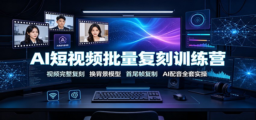 AI短视频批量复刻训练营：视频完整复刻，换背景模型、首尾帧复制、AI配音全套实操-途喵资源网 精品教程 行业软件 热门项目 这里总能找到你需要的资源！