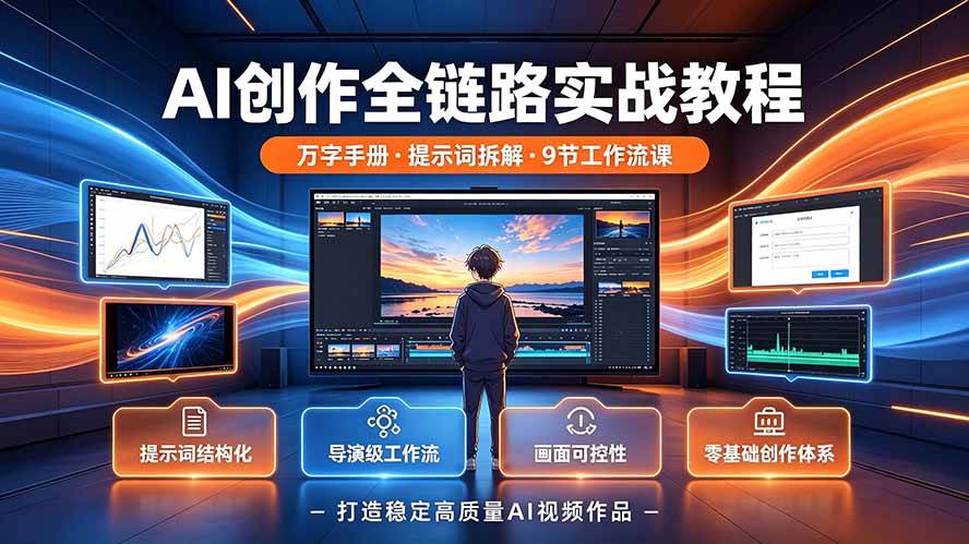 （19247期）AI创作全链路实战教程｜万字手册·提示词拆解·9节工作流课，打造稳定高质量AI视频作品-途喵资源网 精品教程 行业软件 热门项目 这里总能找到你需要的资源！