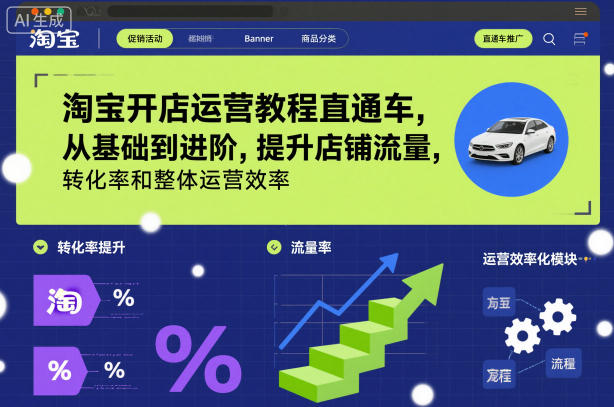淘宝开店运营教程直通车，从基础到进阶，提升店铺流量，转化率和整体运营效率（更新26年07月11日）-途喵资源网 精品教程 行业软件 热门项目 这里总能找到你需要的资源！