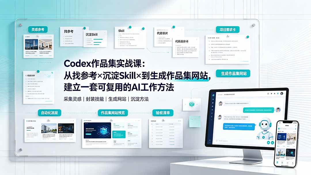 （19361期）Codex作品集实战课：从找参考×沉淀Skill×到生成作品集网站，建立一套可复用的AI工作方法-途喵资源网 精品教程 行业软件 热门项目 这里总能找到你需要的资源！