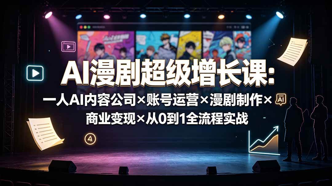 （19553期）AI漫剧超级增长课：一人AI内容公司×账号运营×漫剧制作×商业变现×从0到1全流程实战-途喵资源网 精品教程 行业软件 热门项目 这里总能找到你需要的资源！