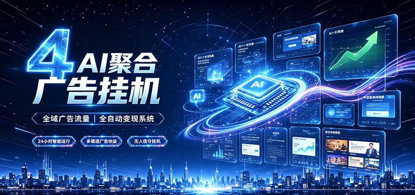 全域广告流量聚合，AI无人挂机稳赚佣金，打造长期稳定被动收入副业-途喵资源网 精品教程 行业软件 热门项目 这里总能找到你需要的资源！