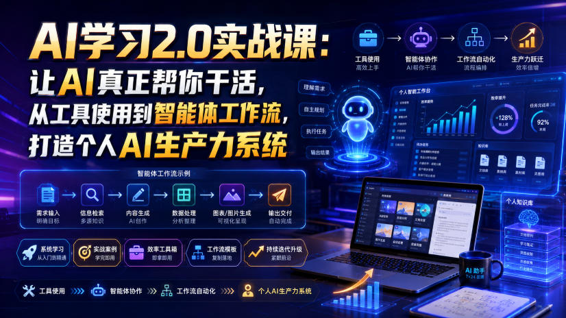 AI学习2.0实战课：让AI真正帮你干活，从工具使用到智能体工作流，打造个人AI生产力系统-途喵资源网 精品教程 行业软件 热门项目 这里总能找到你需要的资源！
