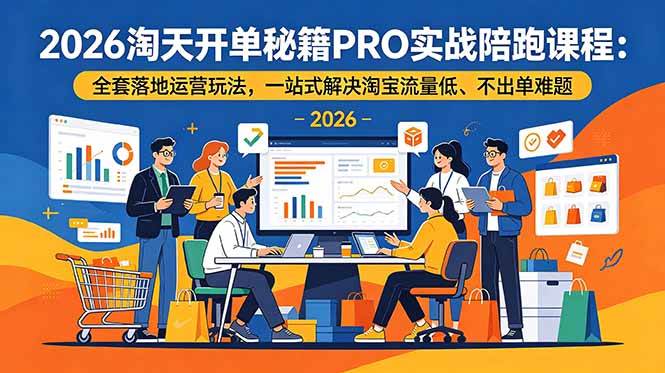 （19351期）2026淘天开单秘籍PRO实战陪跑课程-更新：全套落地运营玩法，一站式解决淘宝流量低、不出单难题-途喵资源网 精品教程 行业软件 热门项目 这里总能找到你需要的资源！