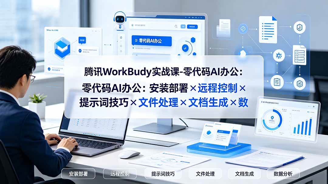 （19325期）腾讯WorkBuddy实战课-零代码AI办公：安装部署×远程控制×提示词技巧×文件处理×文档生成×数据分析-途喵资源网 精品教程 行业软件 热门项目 这里总能找到你需要的资源！