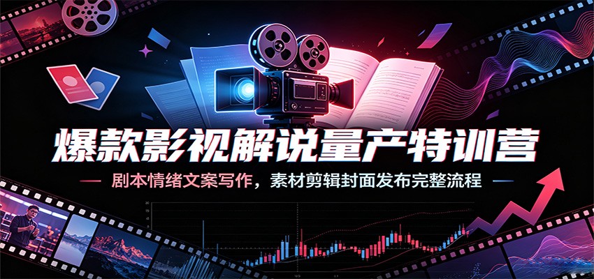 爆款影视解说量产特训营：剧本情绪文案写作，素材剪辑封面发布完整流程-途喵资源网 精品教程 行业软件 热门项目 这里总能找到你需要的资源！