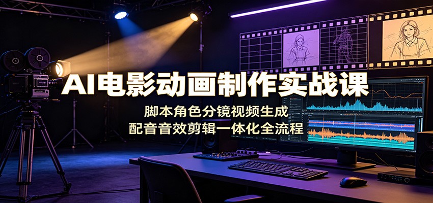 AI电影动画制作实战课：脚本角色分镜视频生成，配音音效剪辑一体化全流程-途喵资源网 精品教程 行业软件 热门项目 这里总能找到你需要的资源！