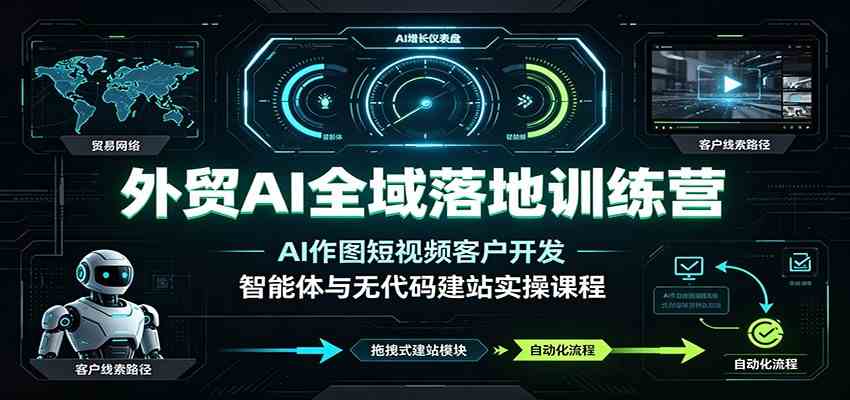 外贸AI全域落地训练营：AI作图短视频客户开发，智能体与无代码建站实操课程-途喵资源网 精品教程 行业软件 热门项目 这里总能找到你需要的资源！