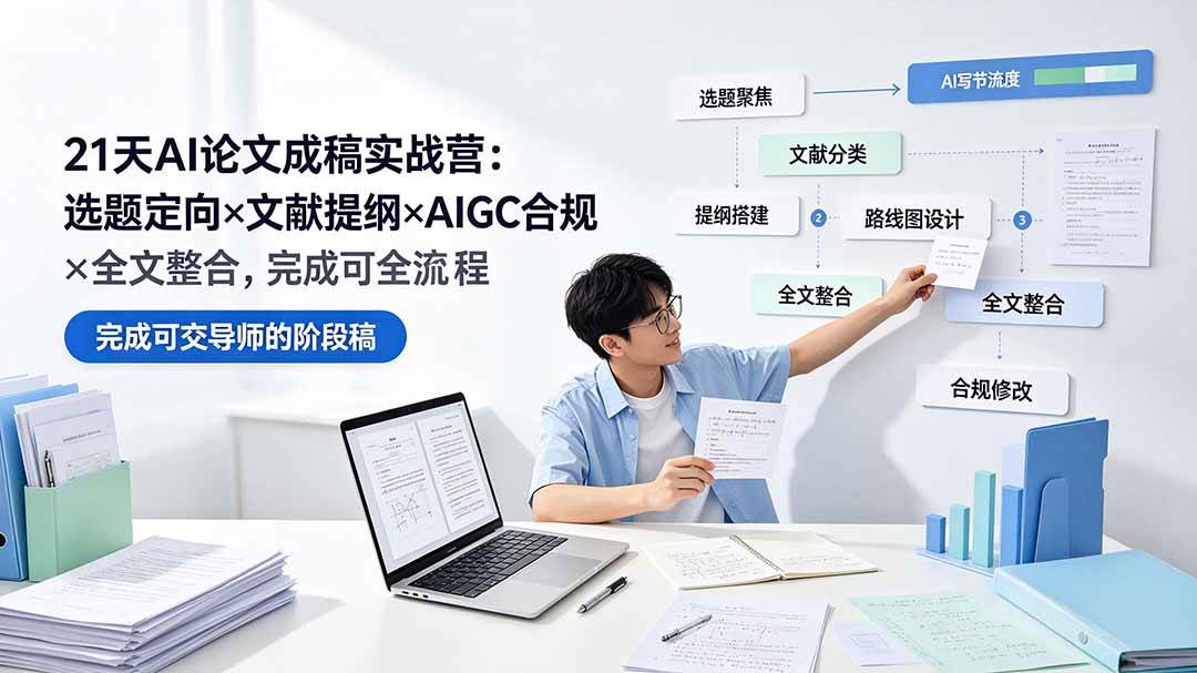 （19334期）21天AI论文成稿实战营：选题定向×文献提纲×AIGC合规×全文整合，完成可交导师的阶段稿-途喵资源网 精品教程 行业软件 热门项目 这里总能找到你需要的资源！